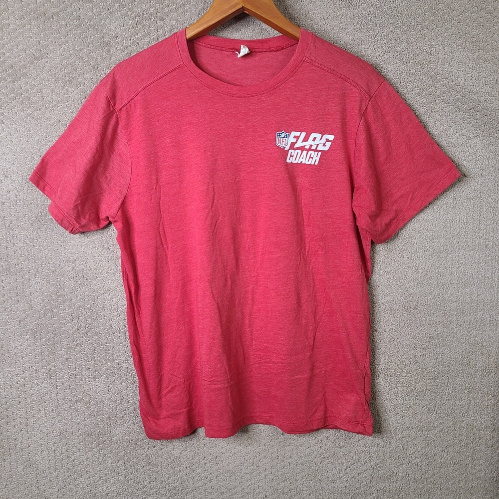 Augusta Shirt Mens Large Red NFL Flag Coach T-Shirt Polyester Blend Casual Sport